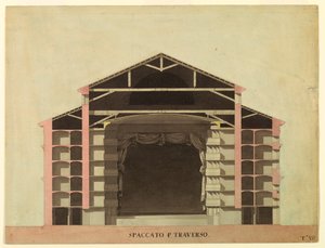 Rysunek, projekt konkursowy dla La Fenice w Wenecji: Przekrój poprzeczny, 1788 autorstwa Unknown artistUnknown artist