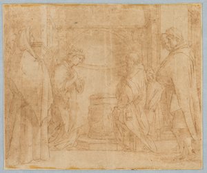Rysunek, kopia po Zwiastowaniu Anioła Zachariaszowi, 1538-1600 autorstwa Unknown artistUnknown artist