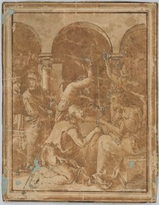Rysunek, kopia Ukoronowania cierniem w Małej Pasji autorstwa Albrechta Durera, opublikowany w 1511 r., 1525-1600 autorstwa Unknown artistUnknown artist