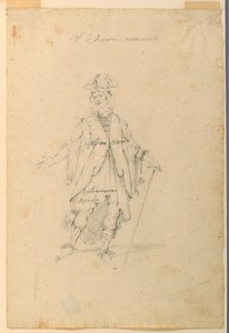 Rysunek, projekt kostiumu: Mężczyzna w fantastycznym stroju baletowym, ok. 1720 r.