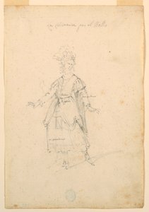 Rysunek, projekt kostiumu: Kobieta śpiewająca w balecie, ok. 1720 r. autorstwa Unknown artistUnknown artist