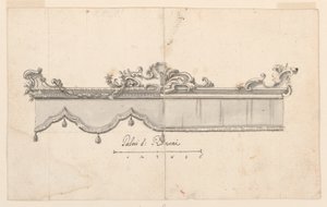 Rysunek, Zwieńczenie baldachimu (V: szkice postaci), ok. 1750-75 autorstwa Unknown artistUnknown artist