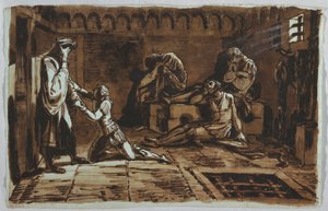 Rysunek, Śmierć hrabiego Ugolino i jego synów, 1815-1823 autorstwa Unknown artistUnknown artist