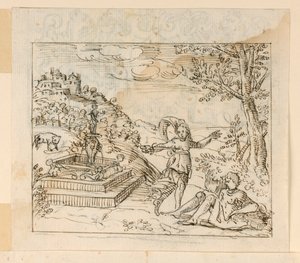 Rysunek, Śmierć Tebe, 1600-1625 autorstwa Unknown artistUnknown artist