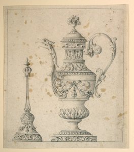 Rysunek, zdobiony dzbanek i dzwonek ręczny, 1860-80 autorstwa Unknown artistUnknown artist