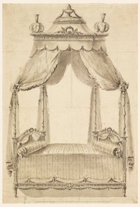 Rysunek, projekt łóżka, ok. 1785 r. autorstwa Unknown artistUnknown artist