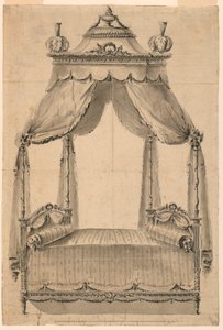 Rysunek, projekt łóżka, ok. 1785 r. autorstwa Unknown artistUnknown artist