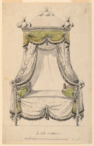Rysunek, projekt łóżka w stylu rzymskim, 1780 r.