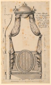 Rysunek, projekt łóżka w stylu polskim, 1780 r.