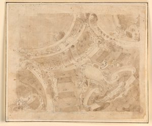 Rysunek, projekt sufitu, 1700-1750 autorstwa Unknown artistUnknown artist