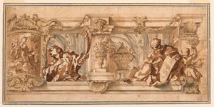 Rysunek, projekt fryzu sufitowego, ok. 1680 r. autorstwa Unknown artistUnknown artist