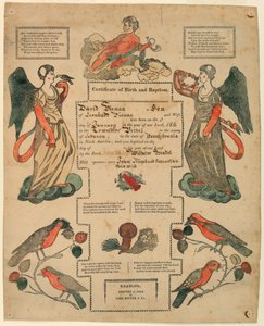 Fraktur, świadectwo chrztu [akt urodzenia], 1816 r. autorstwa Unknown artistUnknown artist