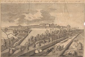 Perspektywiczny widok Prior Park, siedziba Ralpha Allena Esq. niedaleko Bath autorstwa Unknown artist