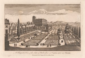Uma visão em perspectiva da sede do Belvedere no Vaticano perto de Roma polonês autorstwa Unknown artist