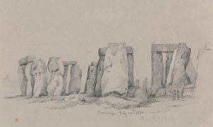 Uma vista de Stonehenge com duas figuras em primeiro plano polonês autorstwa Unknown artist