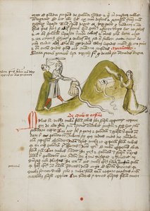 Modląca się kobieta i wąż na pobliskim wzgórzu; mężczyzna próbujący zabić węża siekierą autorstwa Unknown artist