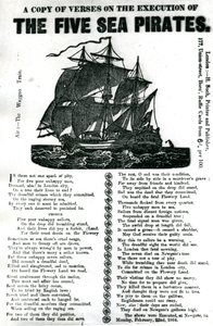 Kopia wersetów o egzekucji pięciu morskich piratów, ok. 1864 r. autorstwa Unknown artist