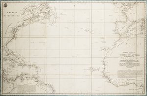Mapa ogólna Oceanu Atlantyckiego na północ od równika autorstwa Unknown artist