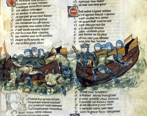 Bitwa morska. Miniatura z XIII wieku autorstwa Unknown artist
