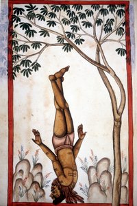 Strona fakir z rękopisu (ms.8300) „Historia Mogol” (Moghul lub Moghol) autorstwa Stefano Nivibus Cardeira. 18 wiek. Bibloteca marciana, Wenecja autorstwa Unknown artist