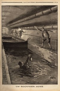 Segetter z Paryża zostaje utopiony przez czyszczenie fangostycznego pochodzenia. Grawer w „”Le petit journal”” 15.09.1899. Kolekcja Selva. autorstwa Unknown artist