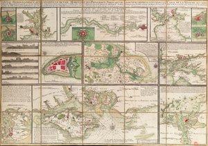 Tabela zawierająca szczegóły głównych portów morskich przedstawionych na mapie kanału La Manche, ok. 1780 r. (papier, płótno) autorstwa Unknown artist