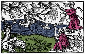 Czarownica powoduje tempete po „Historii narodu północnego” Olausa Magnusa, Rzym 1555 autorstwa Unknown artist