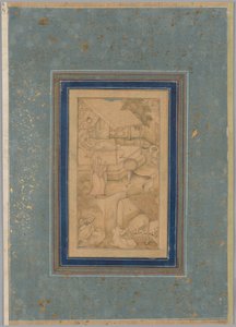 Kobieta myli krowę z Aniołem Śmierci ze Światła Canopus (Anwar-i Suhaili) z Kashifi (Iran, zm. 1504) autorstwa Unknown artist