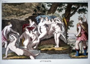 Akteon przemieniony w jelenia - w Słowniku mitologicznym autorstwa Unknown artist