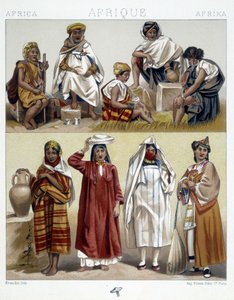 Algieria i Tunezja, popularne kostiumy - w „Le costume historique” Racinet autorstwa Unknown artist