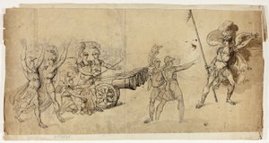 Artyleria Anielska (rekto); Scena bitwy (verso) autorstwa Unknown artist