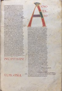 Anno tertio: Incipit Daniel Propha.Incipit Księgi Proroka Daniela, XI wiek (miniatura, rękopis błoniasty) autorstwa Unknown artist