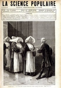 Antoine Augustin Parmentier (1737 - 1813), farmaceuta znany z rozpowszechniania upraw ziemniaków we Francji, rozmawiający z zakonnicami. w „La science populaire”” 20.01.2081. autorstwa Unknown artist