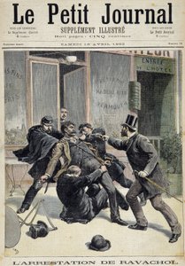 Aresztowanie anarchisty Francois Koenigstein dit Ravachol (od imienia matki) (1859 - 1892). Jeden z 