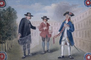 Aux trois ordres. Znak handlarza kokardami w Palais-Royal. Palais-Royal autorstwa Unknown artist