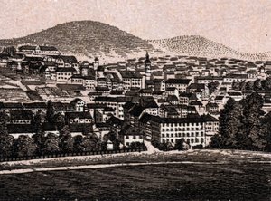 Baden Baden (Baden-Baden), Niemcy: widok na miasto (widok ogólny). w „” Świat ilustruje 168 odsłon”” Niedatowany (koniec XIX wieku) autorstwa Unknown artist
