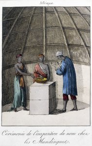 Chrzest w Mandingues (Mali?) w Afryce - grawerowanie autorstwa Unknown artist