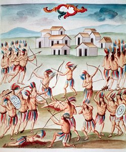 Scena bitwy, zasadzki w Acolman, Meksyk (Watercolou, ok. 1770-1780) autorstwa Unknown artist