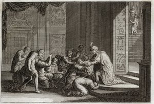 Biblia Royaumont, Stary Testament: Józef jest rozpoznawany przez swoich braci. Ilustracja z 1811 roku. autorstwa Unknown artist
