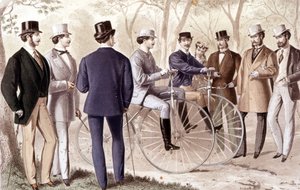 Przejażdzka rowerowa. Rytownictwo. 1870. autorstwa Unknown artist