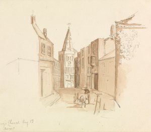 Biggin Street i Kościół Mariacki, Dover autorstwa Unknown artist