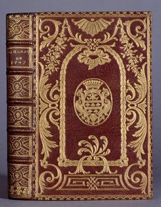 Okładka książki, oprawa z ornamentami nawiązuje do herbu rodziny cotte almanachu z 1747 r. Paryż, Sztuka dekoracyjna autorstwa Unknown artist