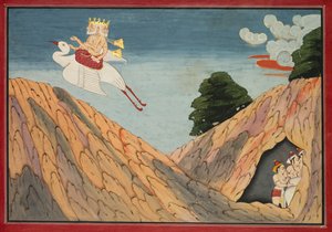 Brahma ukrywa pasterzy i cielęta w jaskini, strona z Bhagavata Purany autorstwa Unknown artist