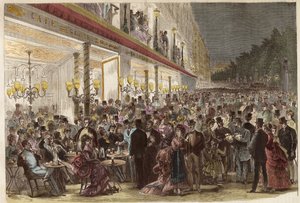 Kawiarnia na Grands Boulevards w letni wieczór 1869 - Paryż - Kawiarnia na Grands Boulevards w letni wieczór - 1869 autorstwa Unknown artist