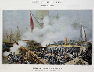 Kampania (wyprawa) Egiptu (1798-1801): bitwa pod Aboukir - w „” Bitwy morskie Napoleona”” autorstwa Unknown artist