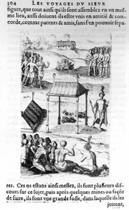 Kanada: tubylcy - w „Les voyages de la Nouvelle France Occidental, Dicte Canada, wykonanej przez św. Pierre Le Mur, Paryż autorstwa Unknown artist