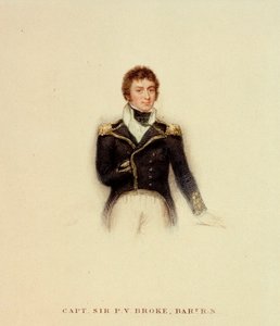 Kapitan P.V. Broke, Królewska Marynarka Wojenna, początek XIX wieku (kolorowy grawerunek) autorstwa Unknown artist