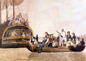 Kapitan William Bligh (1754 - 1817) z Bounty porzucony przez jego załogę. autorstwa Unknown artist