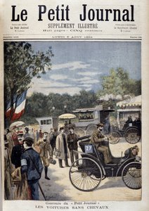 Samochody bez koni, pierwszy samochód Panhard Levassor - okładka. „”Le Petite Journal”” z 6 sierpnia autorstwa Unknown artist
