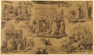 Karykatura drukowanej tkaniny bawełnianej: Francuzi w Egipcie [Les Francais en Egypte] autorstwa Unknown artist